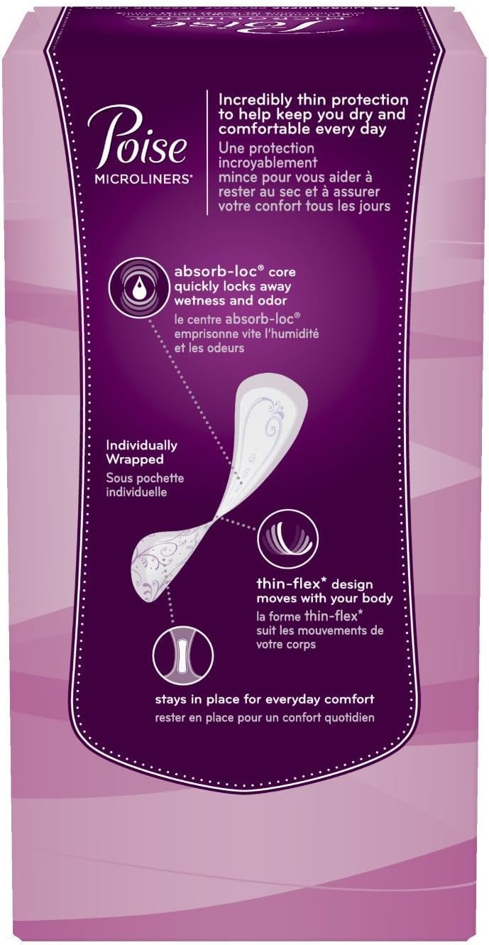 Poise Microliners, Long Length - Lightest Absorbency, 50 Count (Pack of 2)