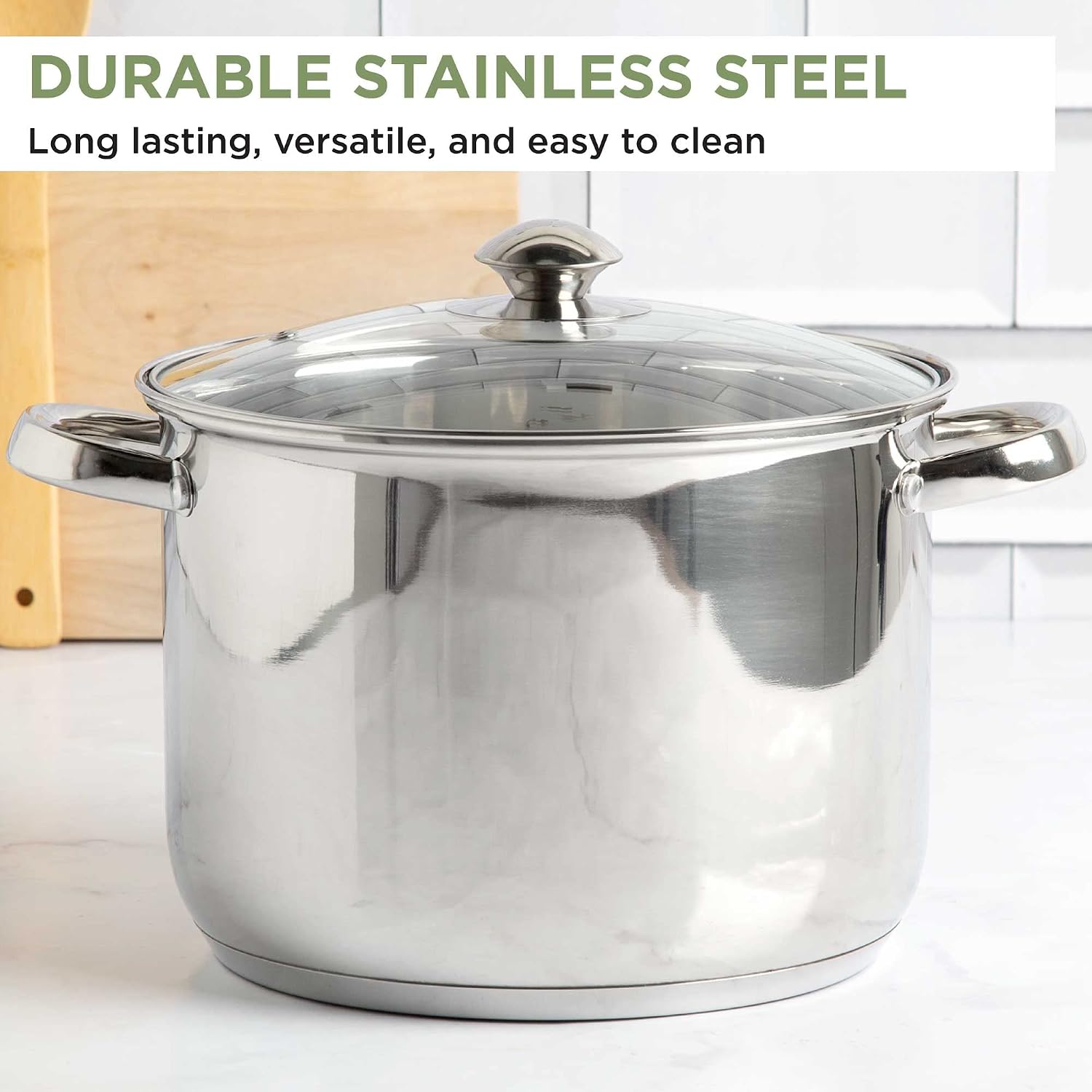 Ecolution Stainless Steel Sauce Pan, Encapsulated Induction Ready Cooking Pot with Glass Lid, Oven Safe, Dishwasher Safe Soup Pot, 2-Quart