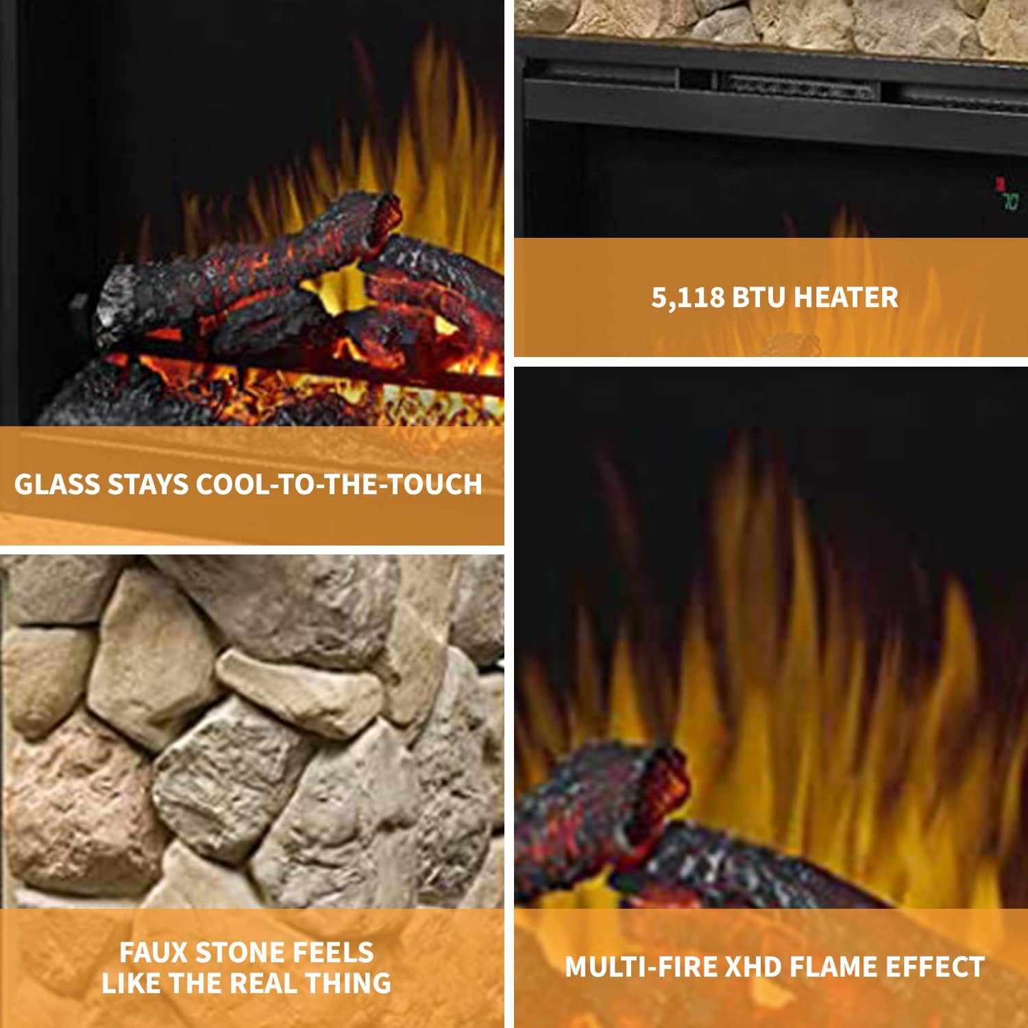 Dimplex Fieldstone Electric Fireplace with Mantel Surround Package | Pine with Natural Stone-Look, Includes 26" Electric Fireplace - #GDS28L8-904ST