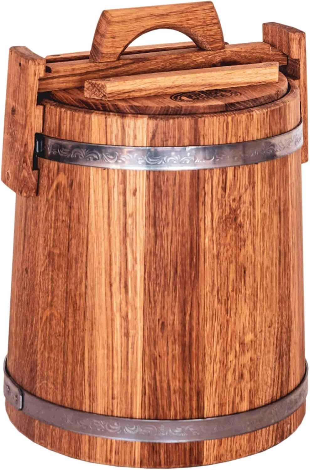 Wooden Bucket for Pickles and Sauerkraut, Wood Crock for Fermentation