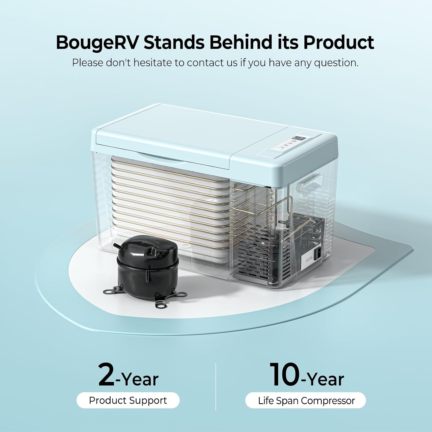 BougeRV 12v refrigerator 23 Quart, -8℉~50℉ Portable Freezer for Car, Grey
