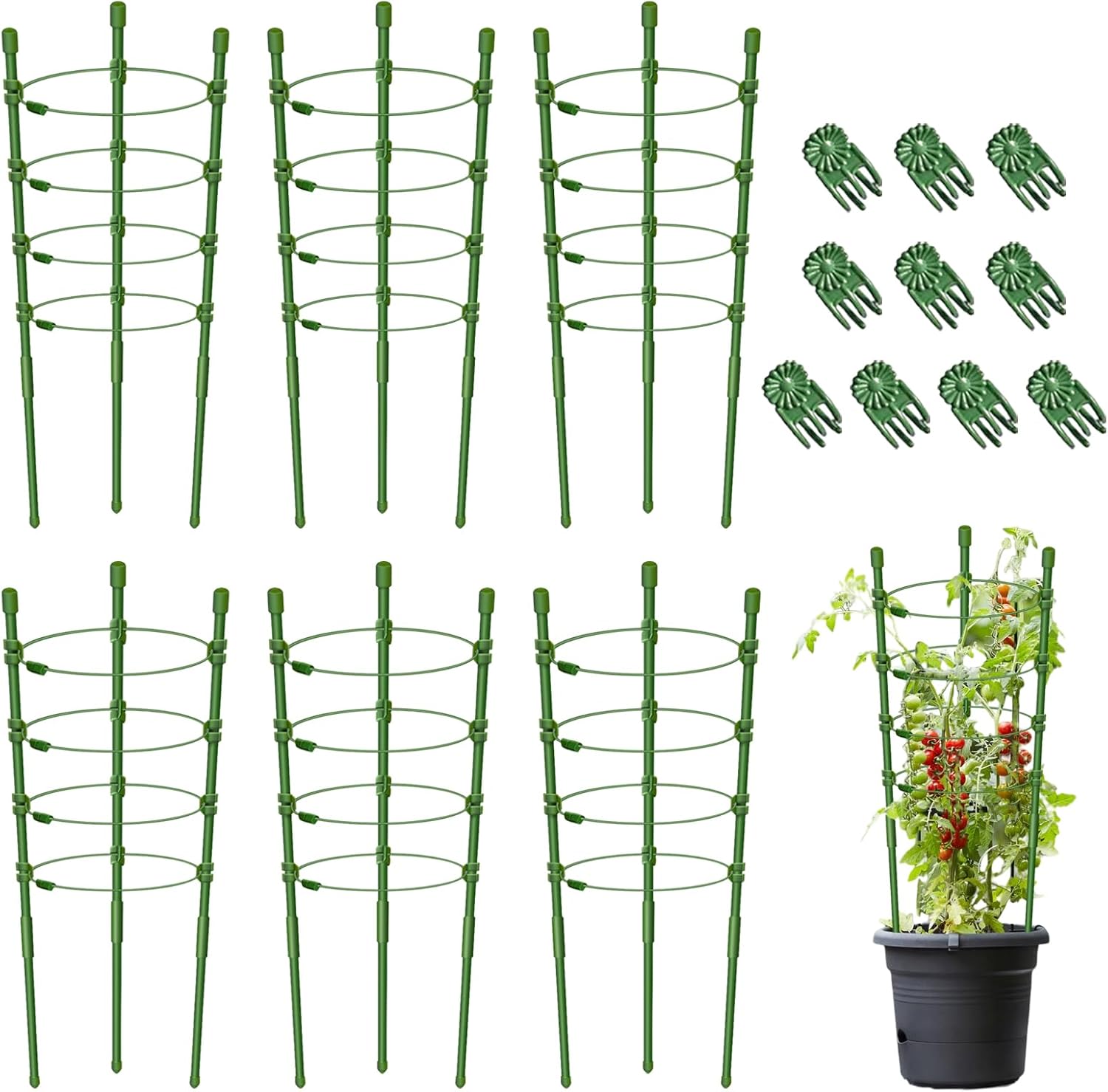 Legigo 3 Packs Plant Support Cages Tomato Cage for Garden- 18 Inch Adjustable Garden Cucumber Trellis Plant Stakes
