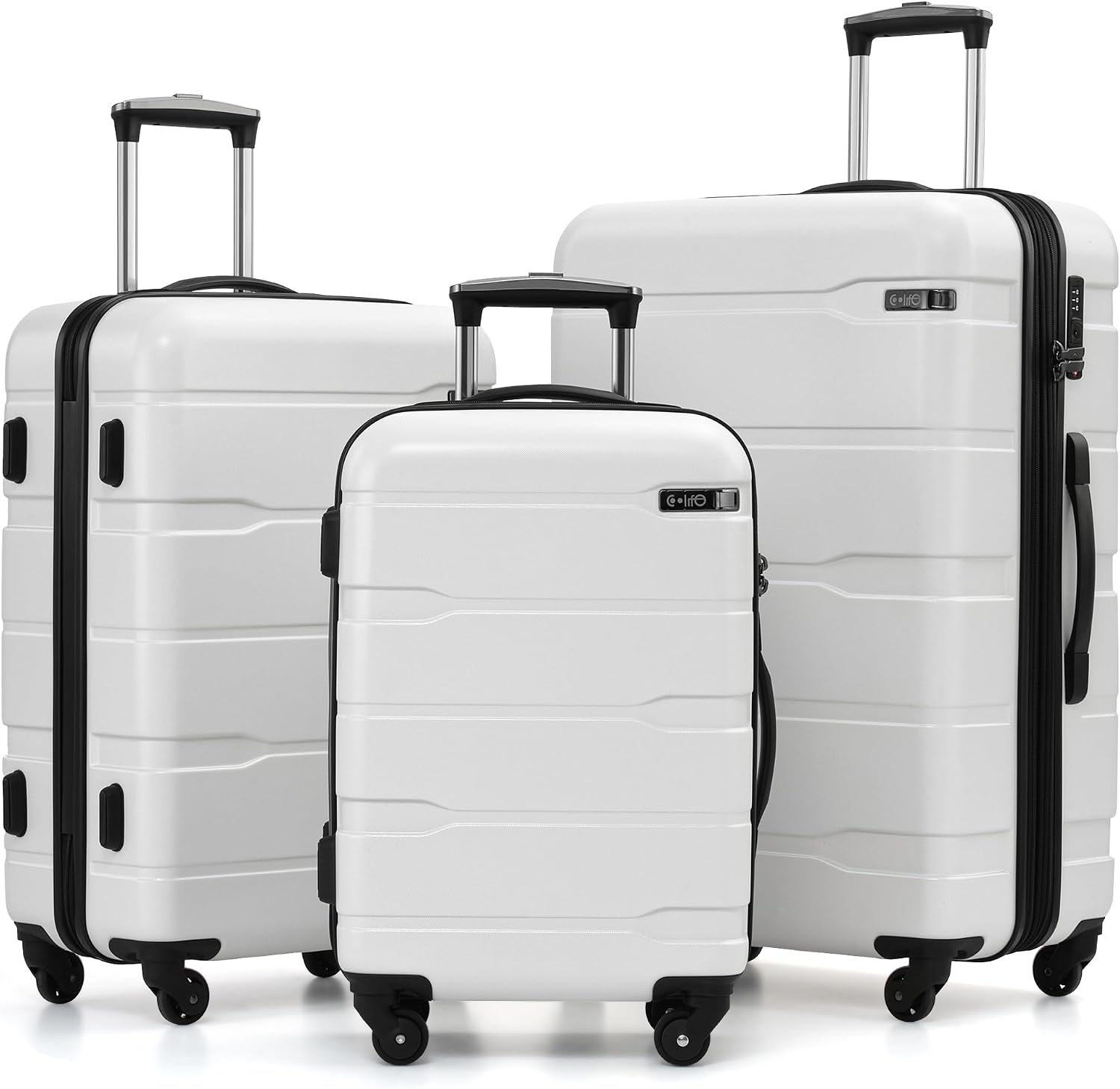 Coolife Medium Checked Luggage Hardside Suitcase with Spinner Wheels, 24in | Lightweight ABS+PC, Rolling Travel Suitcase with TSA Lock, Spinner Wheels, Durable Zipper, Charcoal