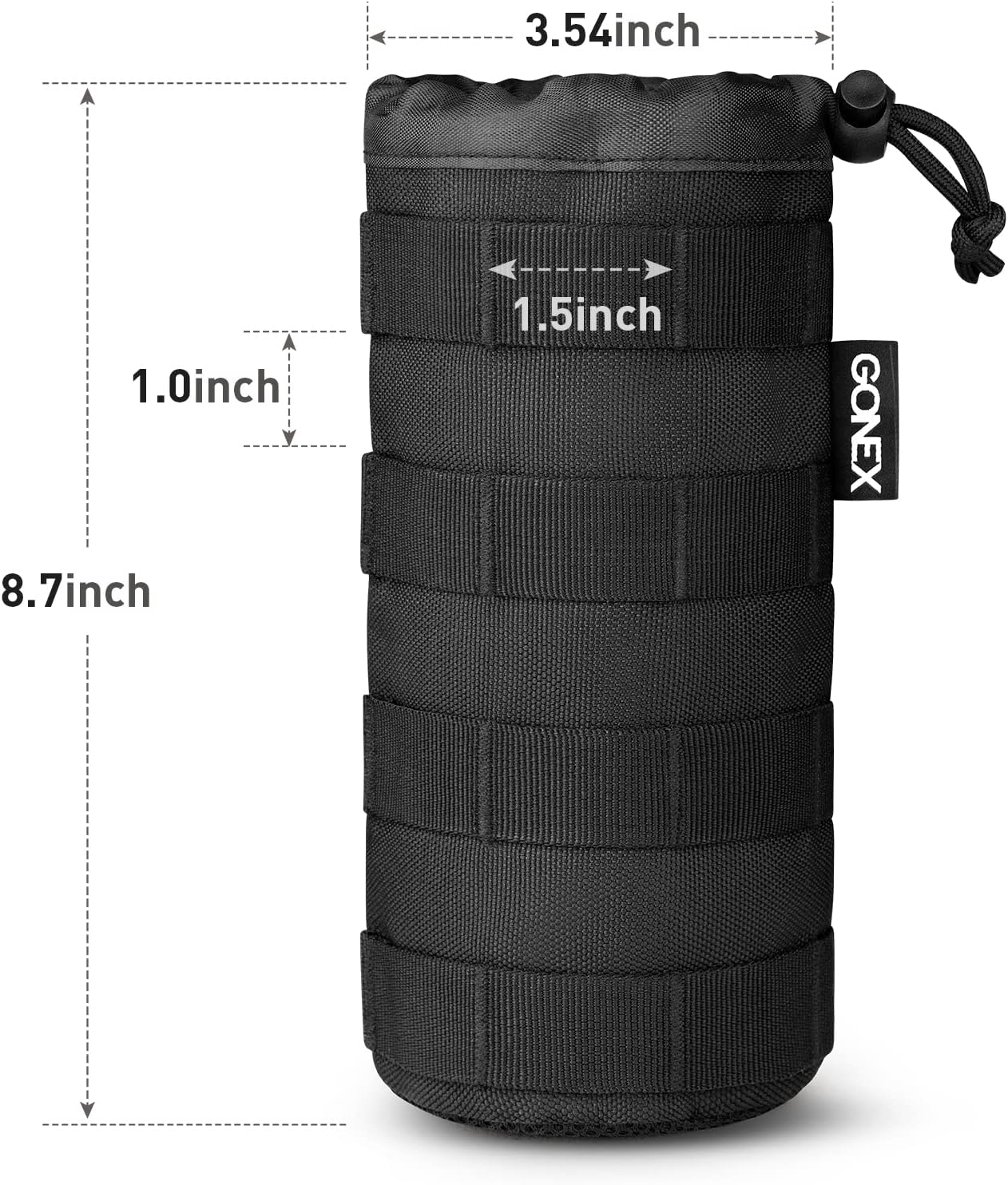 Gonex MOLLE Bottle Pouch, Drawstring Water Bottle Holder | 900D Oxford, Mesh Bottom, Fits MOLLE Packs & Vests, Flexible Height, Holds Bottles or Umbrellas