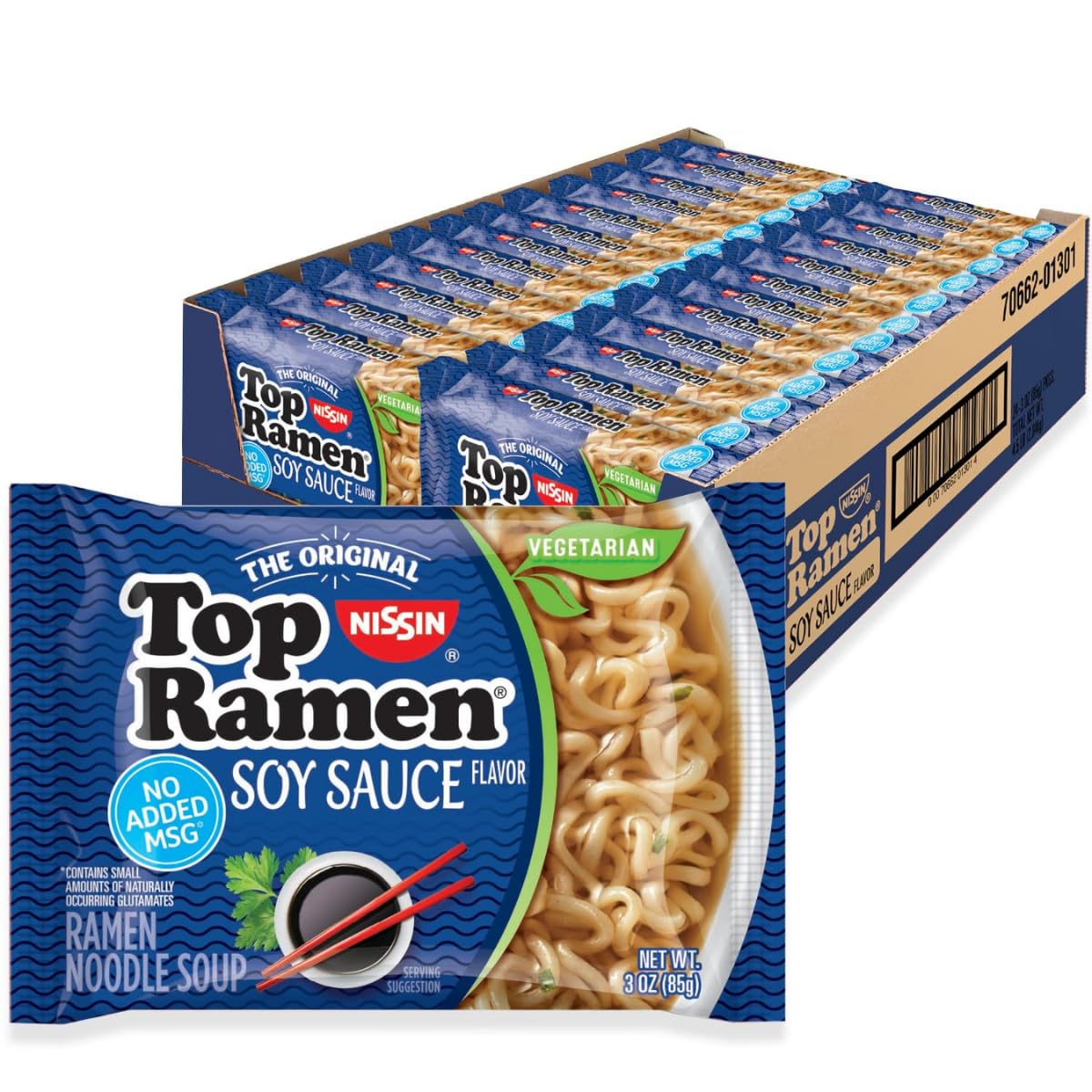 Nissin Top Ramen Noodle Soup, Chicken, 3 Ounce (Pack of 24) | Quick, convenient meal ready in minutes with just hot water.