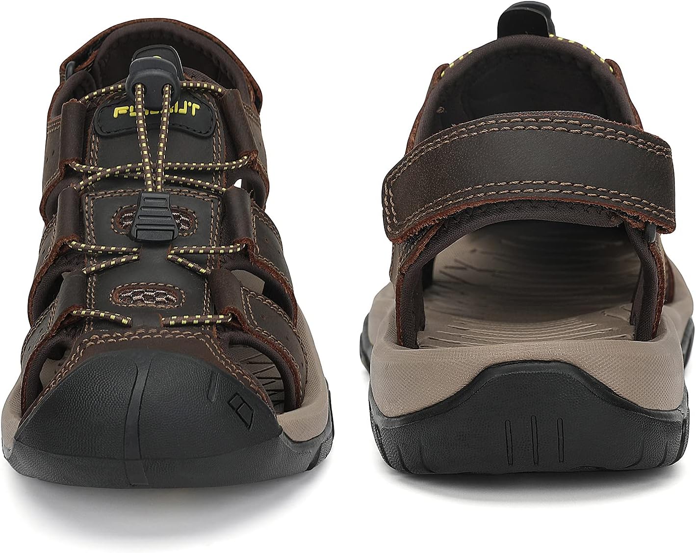 FLARUT Men's Sport Sandals Closed Toe Leather Water Hiking Shoes
