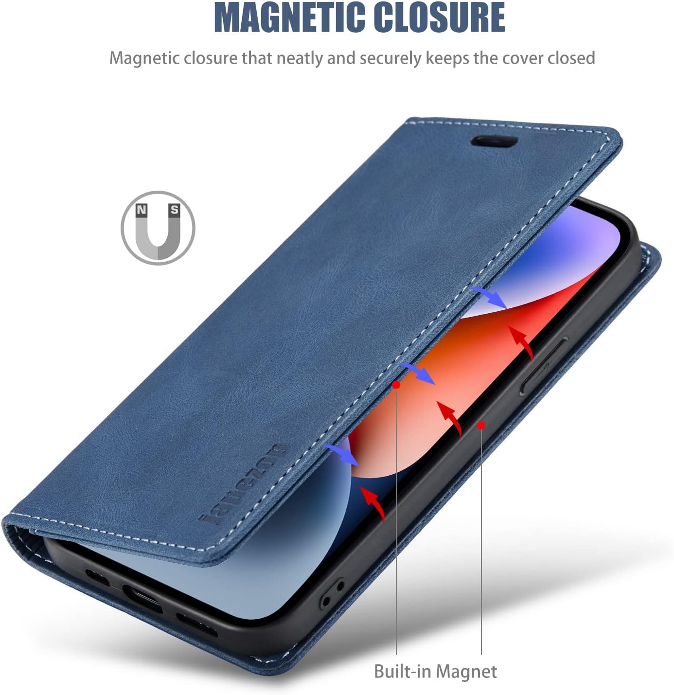 japezop iPhone 12 Mini Wallet Case with [RFID Blocking],Blue