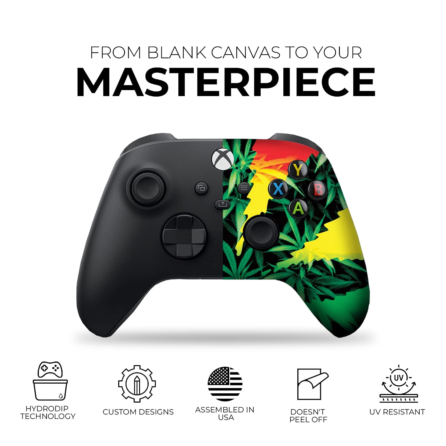 DreamController Green Weed Grass Custom X-box Controller Wireless compatible with X-box One/Series X/S Proudly Customized in USA with Permanent
