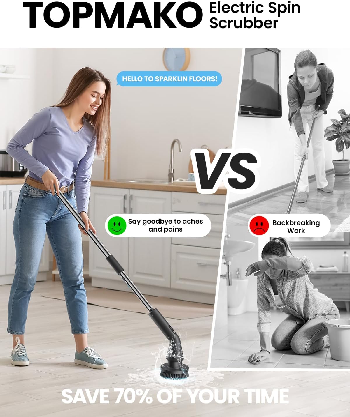 Electric Spin Scrubber, Upgraded IPX7 Cordless Cleaning Brush for Bathroom Shower, Household Cleaning Scrubber with 7 Brush Heads