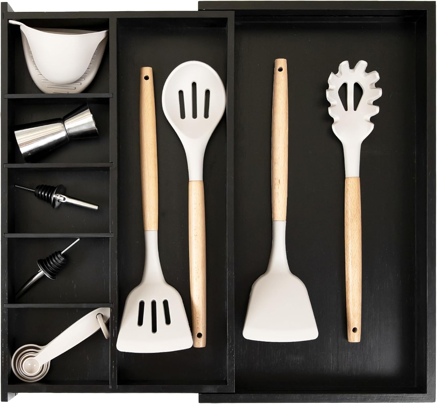 Utensil & Junk Drawer Organizer, 16-28 in, Bamboo | Food-safe contract grade, 100% sustainable wood, non-slip, adjustable