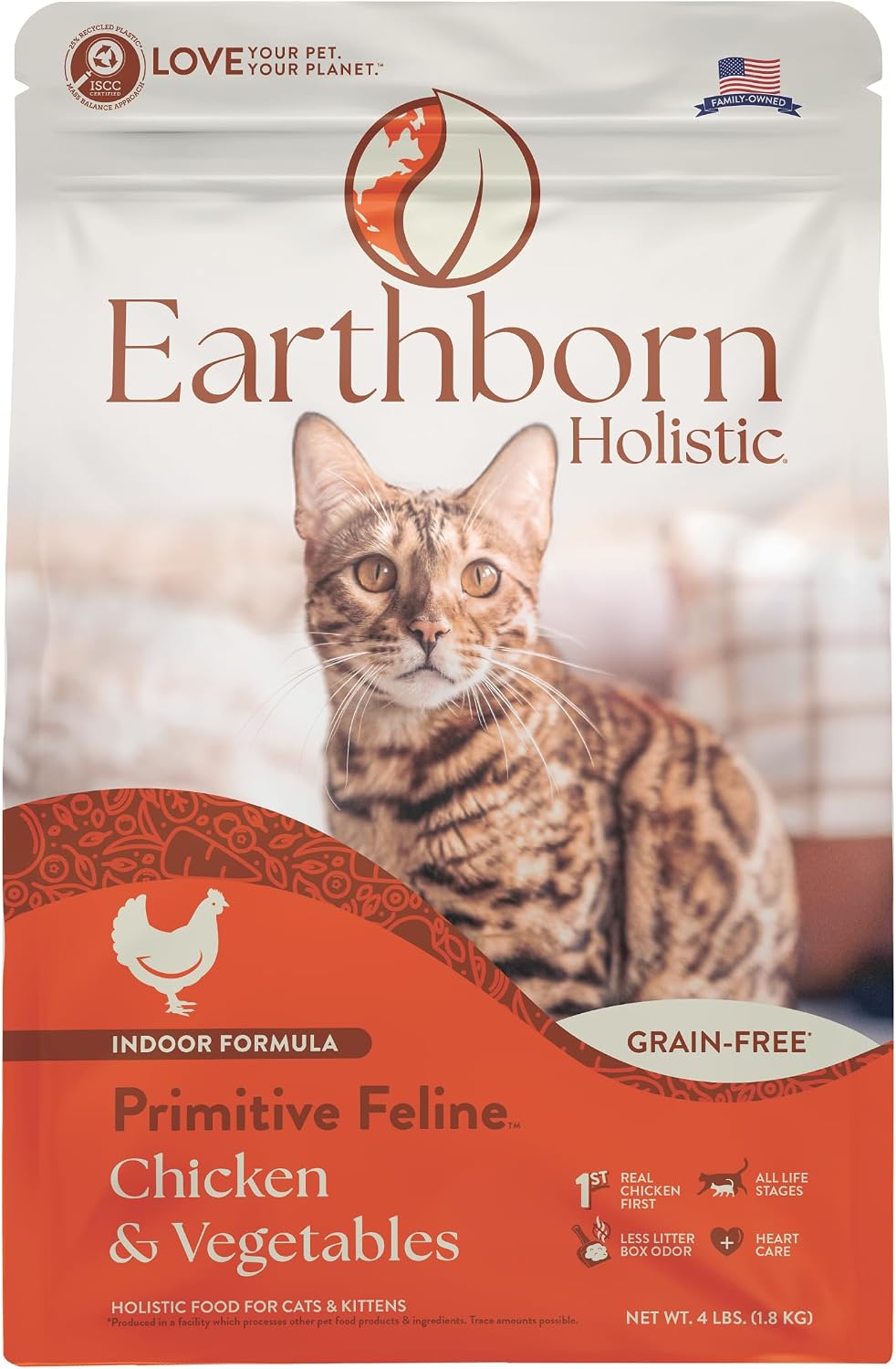 Earthborn Holistic Primitive Feline Grain-Free Dry Cat Food 4 Pound (Pack of 1)