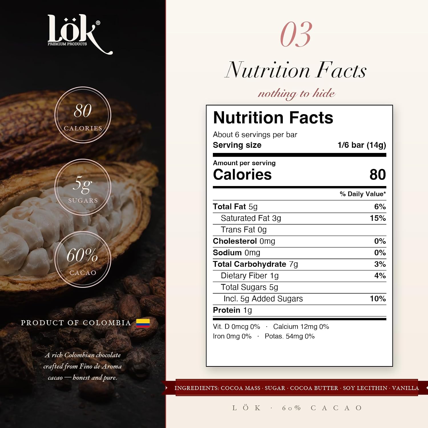 Lök Foods Dark Chocolate Bar 100% Cacao | Fair Trade, Kosher, Gluten Free, Vegan, Bean-to-Bar, Sugar-Free, No Sugar Alcohol, No Artificial Sweetener