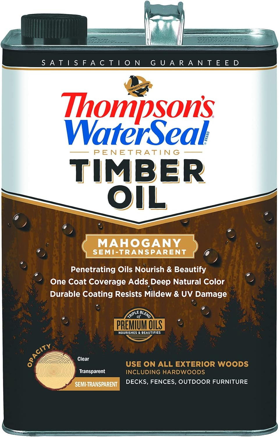 Thompson's WaterSeal TH.048851-16 Penetrating Semi-Transparent Timber Oil, Mahogany, 1 Gallon