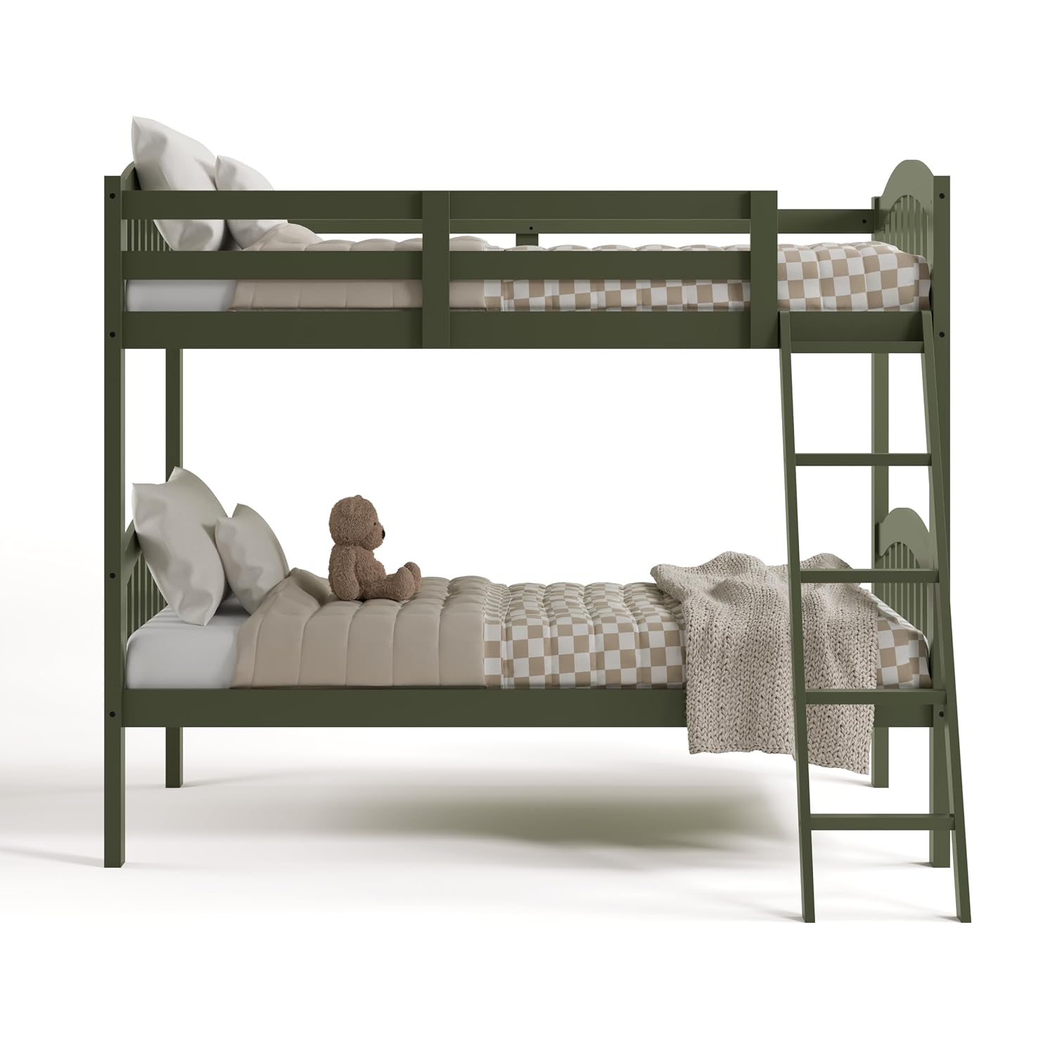 Storkcraft Long Horn Twin-Over-Twin Bunk Bed, White | GREENGUARD Gold Certified, Converts to 2 Individual Twin Beds, Wood Bunk Bed for Kids Bedroom, No Box Spring Required