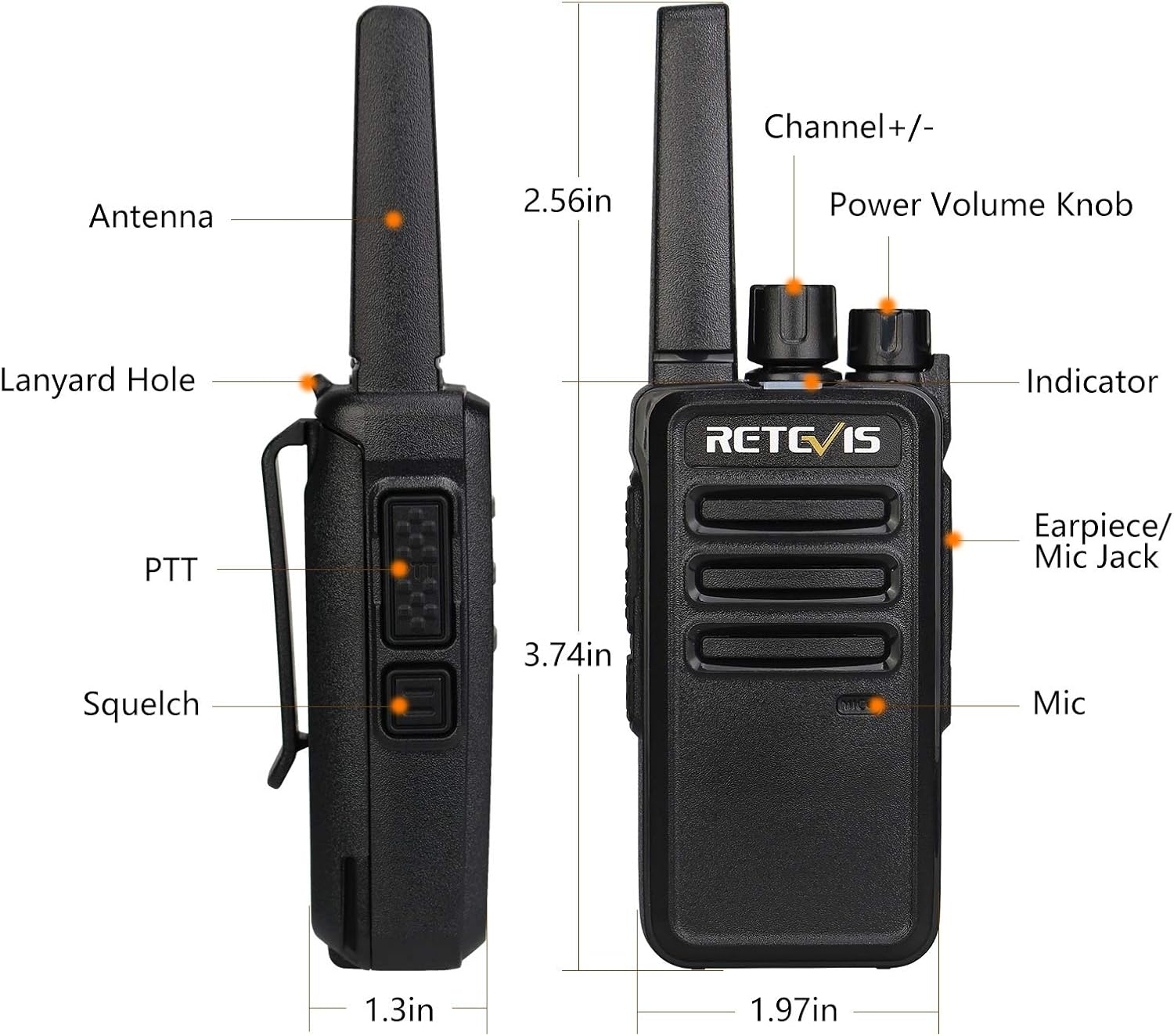 Retevis RT68 Commercial Walkie Talkies for Adults with Earpiece (20 Pack) | Rugged & Reliable Two-Way Radios For Schools, Warehouse