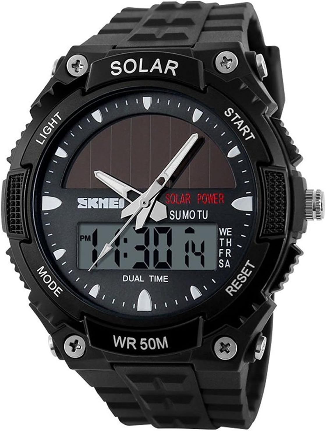 FANMIS Men Sports Outdoor Watch Analog Digital Multifunctional Black Watch | Black Sports Watch Casual Quartz Wristwatch Waterproof Military Wrist Watch Tactics LED Alarm Stopwatch Digital Watch for Men
