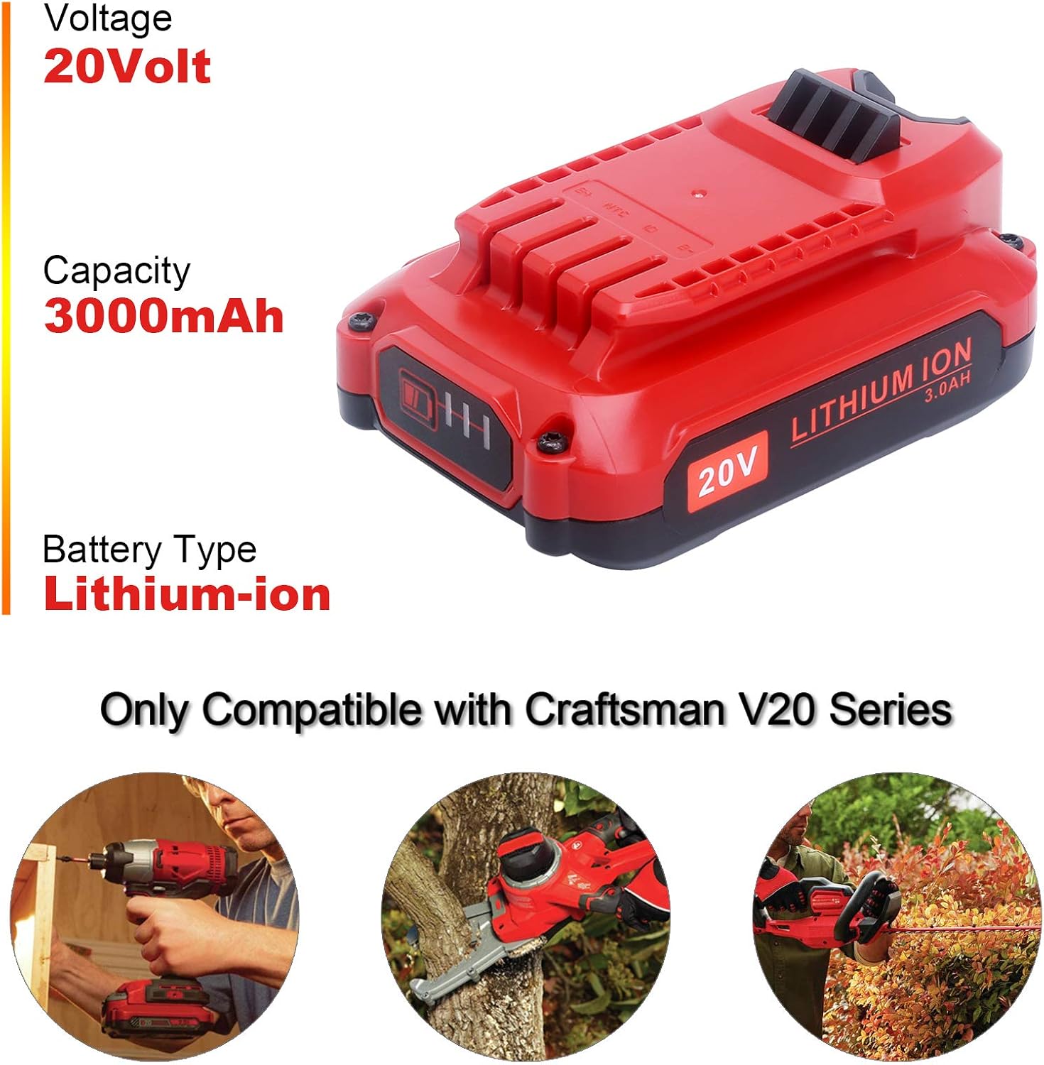 Elefly 20V CMCB202 Battery Compatible with Craftsman V20 Lithium Ion Battery CMCB202-2 CMCB201 CMCB204