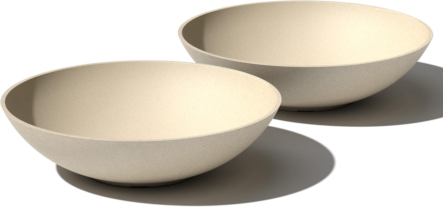 Veradek Mason Series Lane Bowl - Large Outdoor Bowl Planter | Made From a Durable Plastic-Stone Composite With Pre-Drilled Drainage Holes. Modern Patio/Tabletop Décor