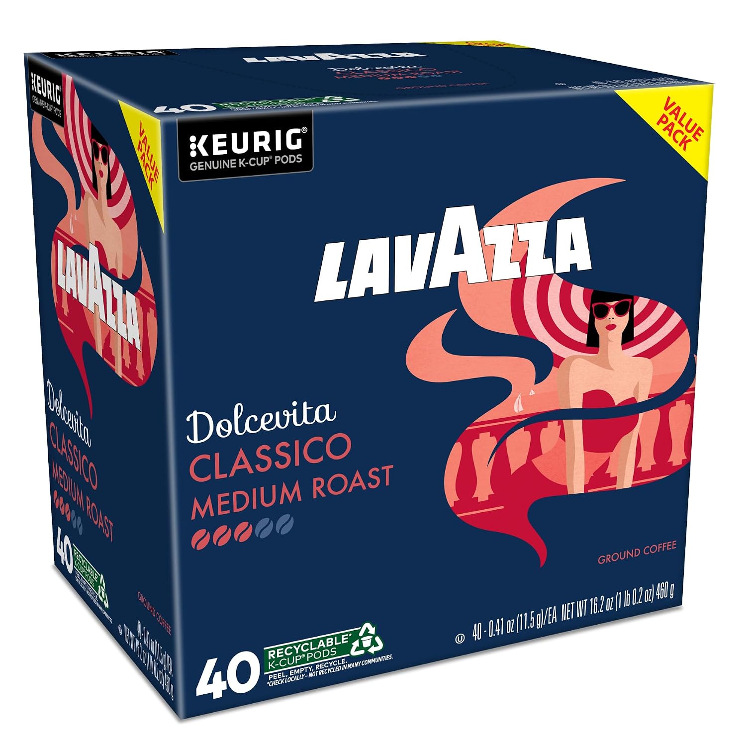Lavazza Espresso, Single-Serve Keurig K-Cup Pods, Medium Roast Coffee, 32-Count Box