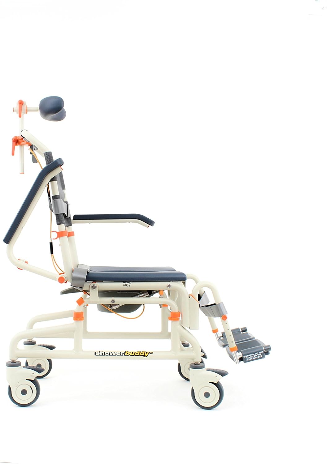 ShowerBuddy SB3T Roll in Bath Shower Commode Chair with Tilt | Adjustable Height With Swing Away Footrests and Armrests | Perfect Mobility Companion