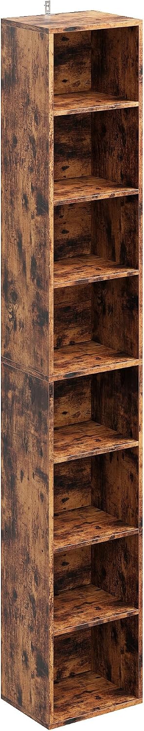 IRONCK Tall Narrow Bookshelf 8 Tiers, Compact Corner Bookcase, Floor Standing Display Storage Shelves 71 in Tall, Easy to Match for Living Room, Office, Study, Bedroom