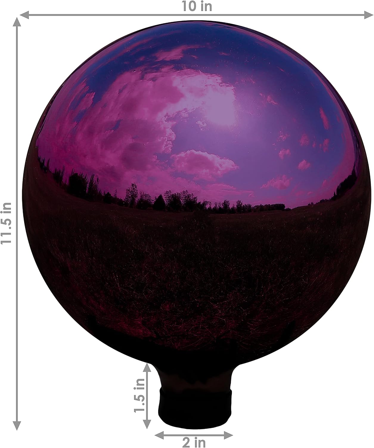Sunnydaze 10-Inch Handblown Mirrored Glass Gazing Ball, Red | Reflective Outdoor Garden Globe Sphere, for Yard, Patio, Flower Bed, Walkway, and Landscape Decor, Stainless Steel Finish