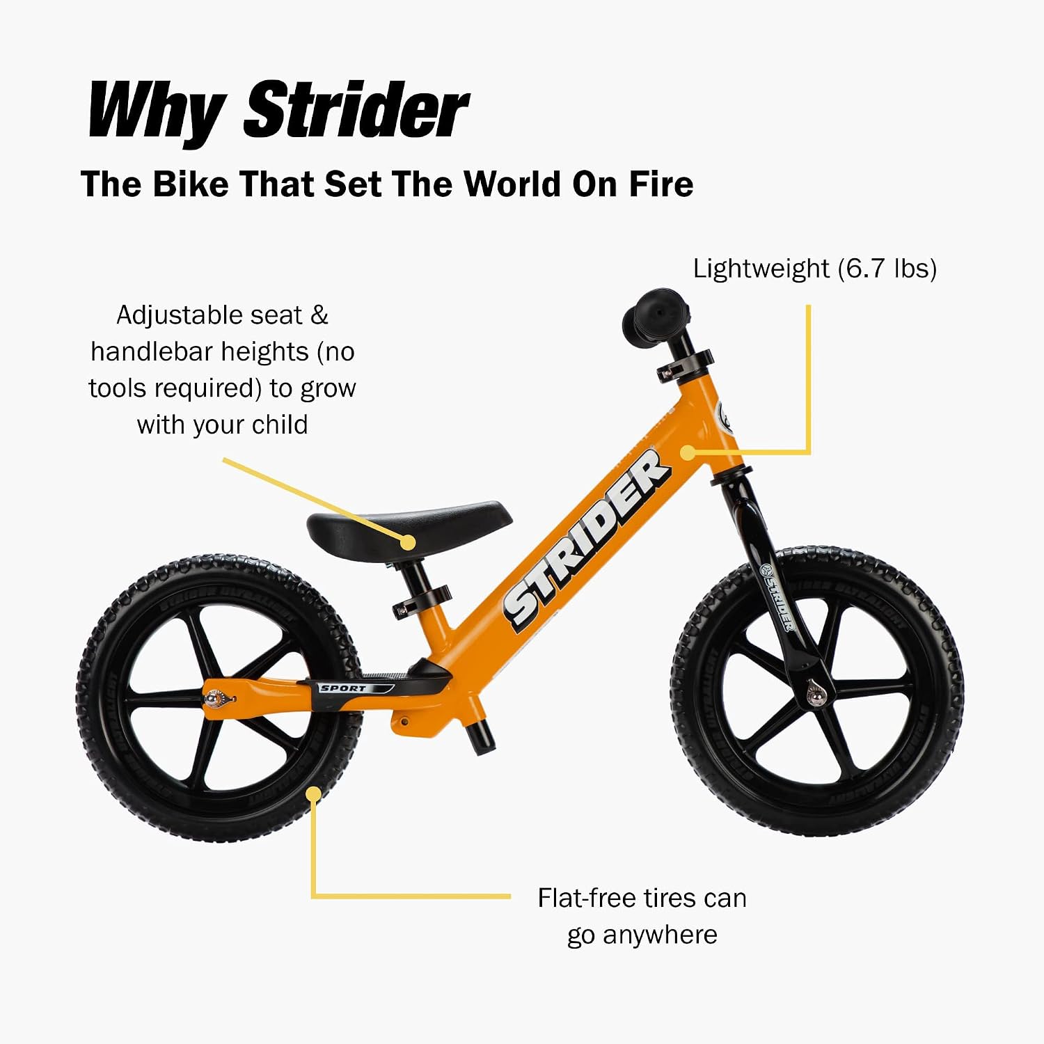 Strider 12 Sport Bike, Pink - No Pedal Balance Bicycle for Kids 1 to 4 Years - Includes Safety Pad, Padded Seat, Mini Grips, Flat-Free Tires -Easy Assembly, Tool-Free Adjustments | No-Pedal Balance Bike for Toddlers, Safety Pad, Adjustable Seat and Handl…