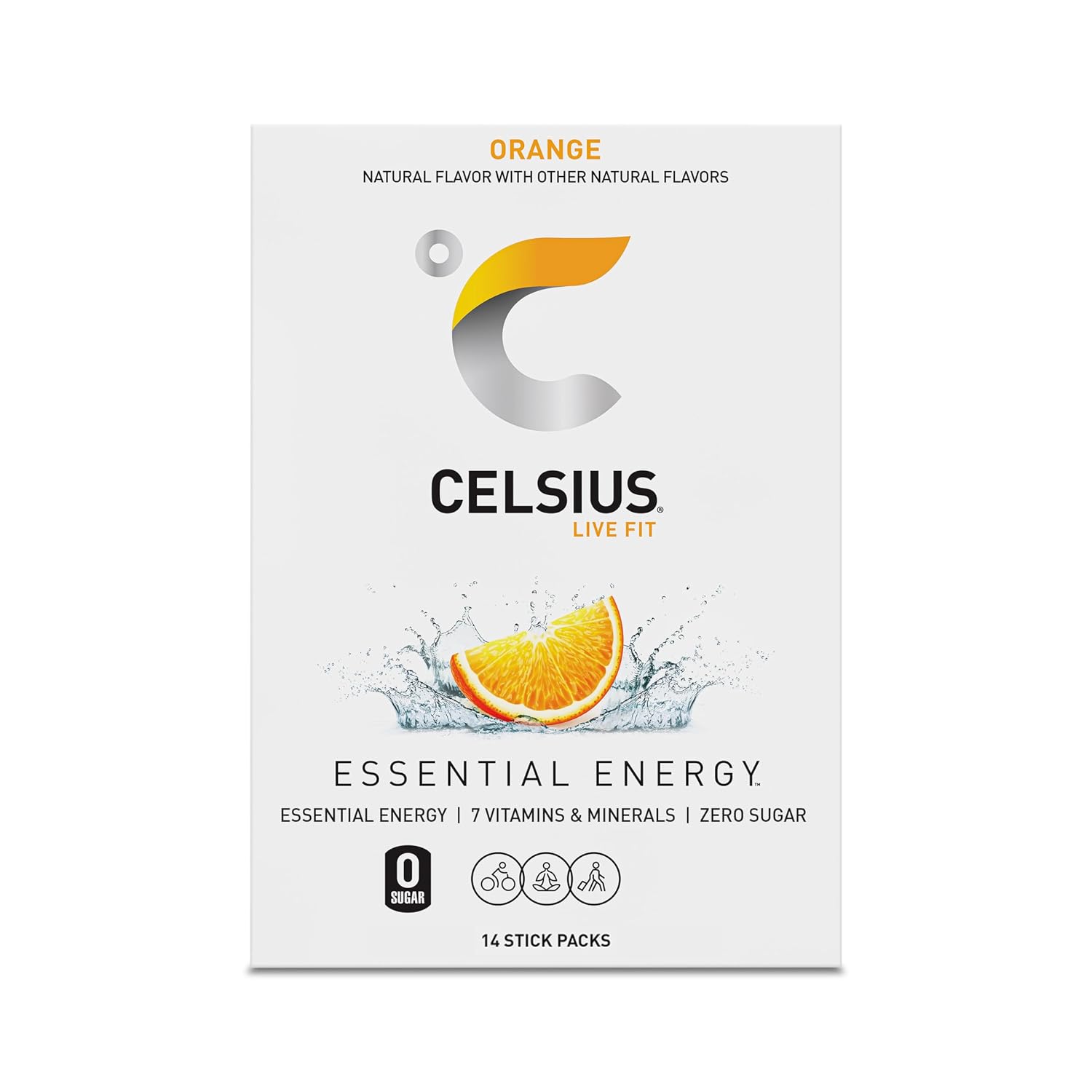 CELSIUS On-The-Go Powder Stick Packs, Zero Sugar (14 Sticks per Pack)