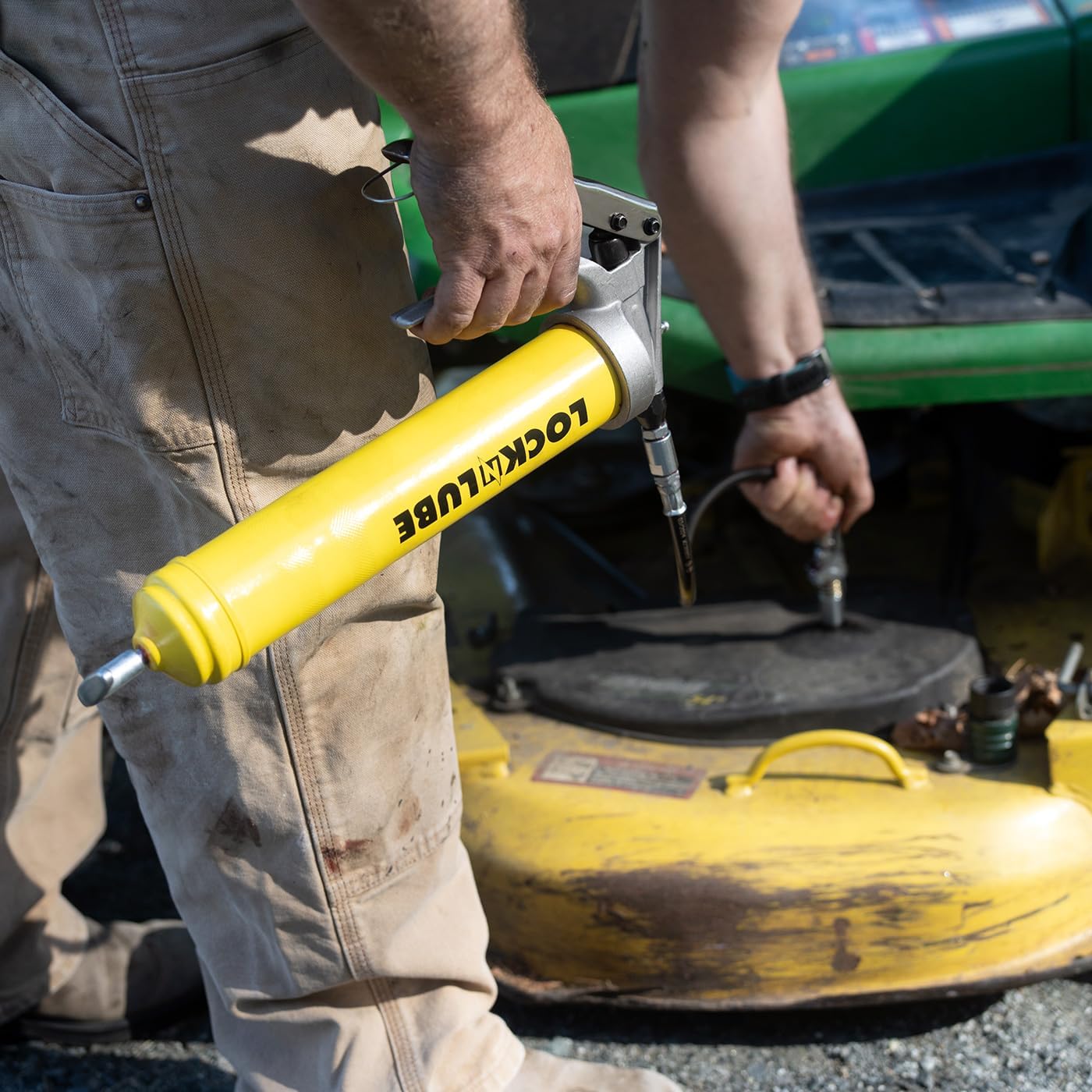 LockNLube Premium Pistol Grip Grease Gun with 20" Hose, Inline Swivel, and our patented LockNLube® Grease Coupler