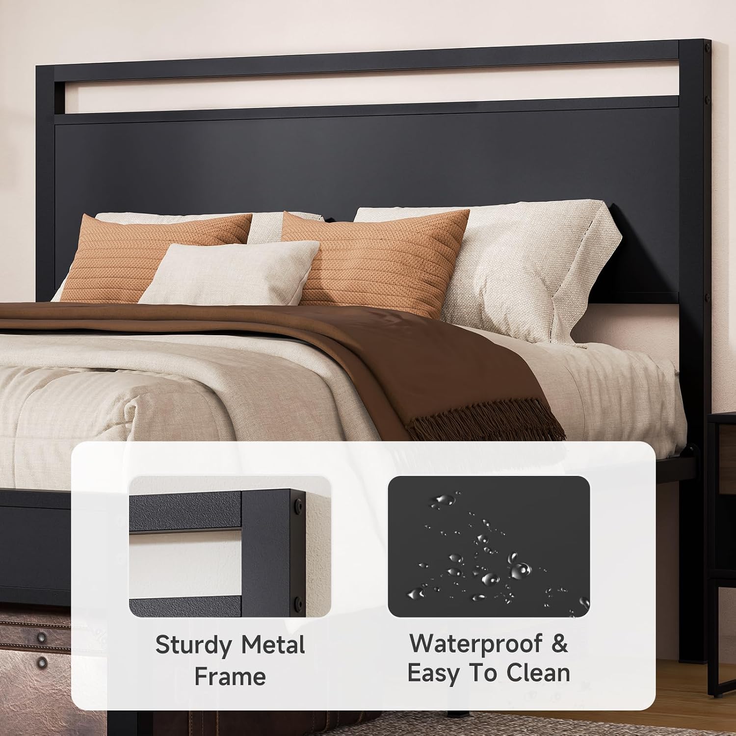 Z-hom Easy Assembly Queen Bed Frame & Headboard Footboard,Underbed Storage | Sturdy Metal Structure,Silent Anti-Slip Support,Under Bed Storage Space,No Box Spring Needed,Modern Bedroom Furniture