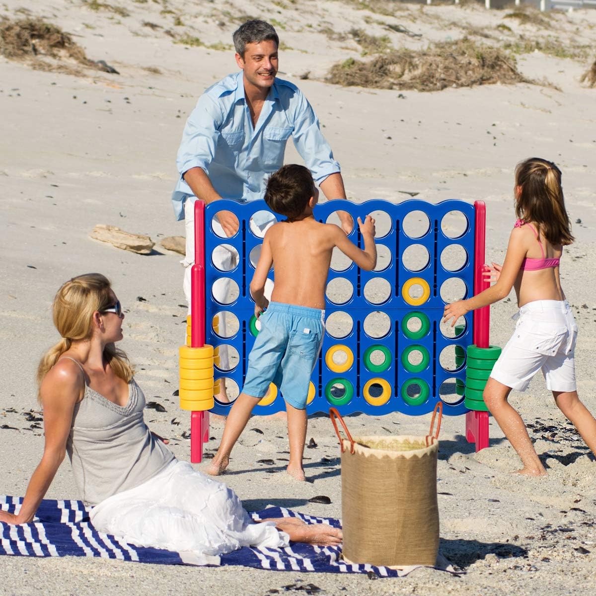 Costzon Giant 4-in-A-Row, Jumbo 4-to-Score Giant Game Set for Kids & Adults, Indoor Outdoor Yard Connect Game