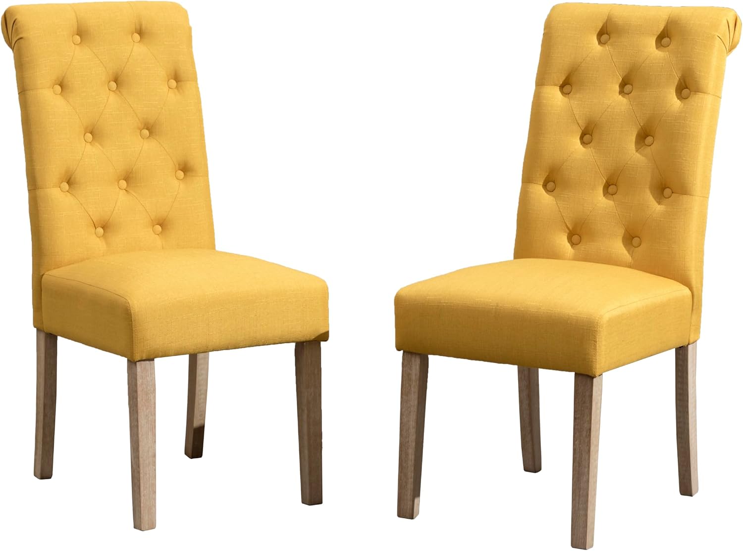 Roundhill Furniture Habit Solid Wood Tufted Parsons Dining Chair (Set of 2), Tan