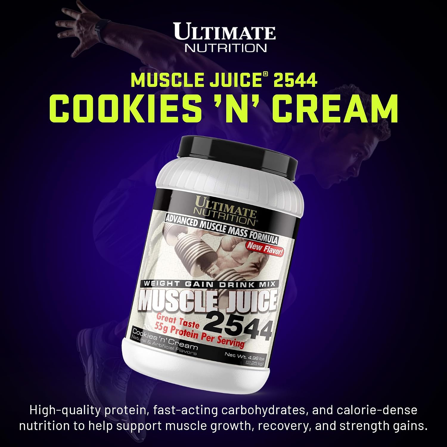 Ultimate Nutrition Muscle Juice 2544 Mass Gainer, Vanilla, 4.96 lb | 55g Protein Blend, 162g Carbs, 17g Fat, 1020 Calories, High Calorie Weight Gainer For Muscle Growth And Recovery