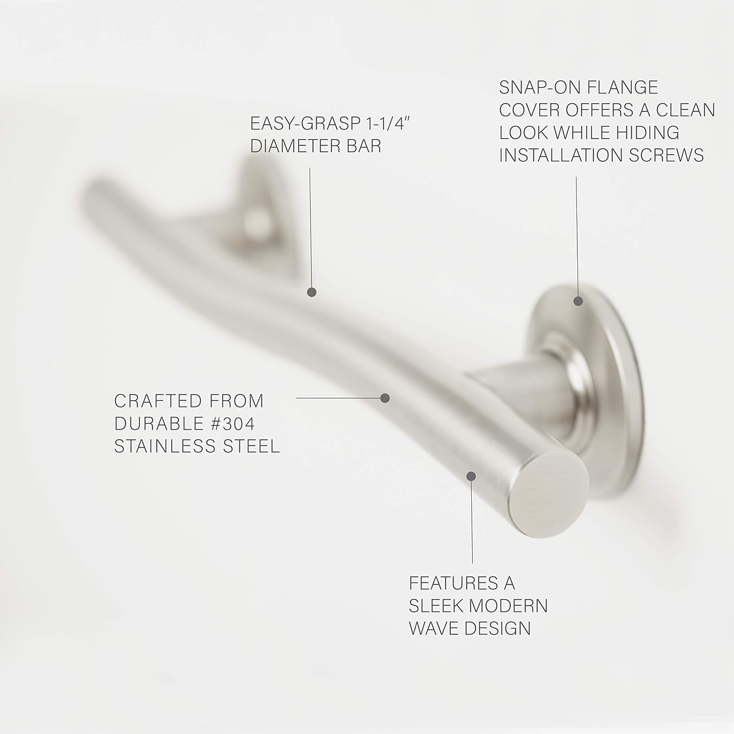 Seachrome 36 inch Bathroom Wave Grab Bar Satin Finish
