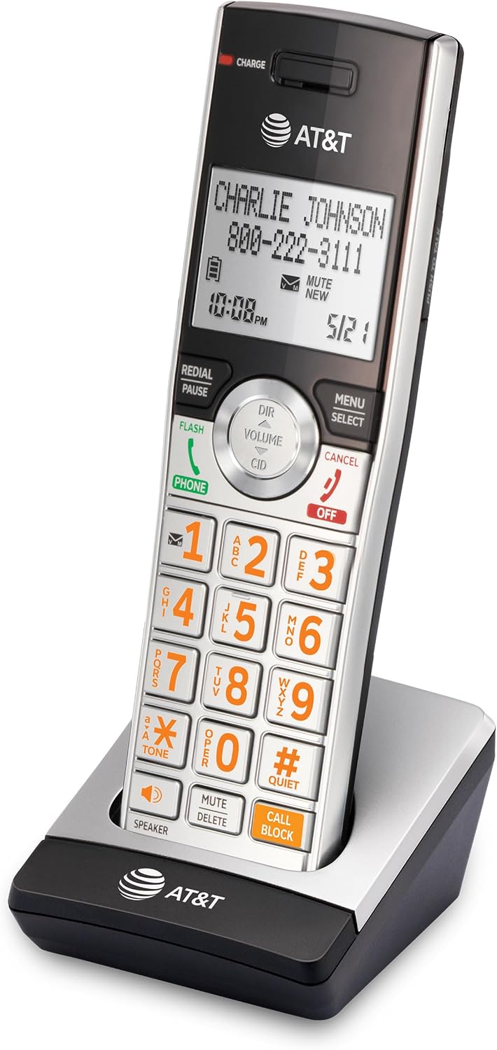 AT&T DECT 6.0 Expandable Cordless Phone with Answering System, Silver/Black with 3 Handsets