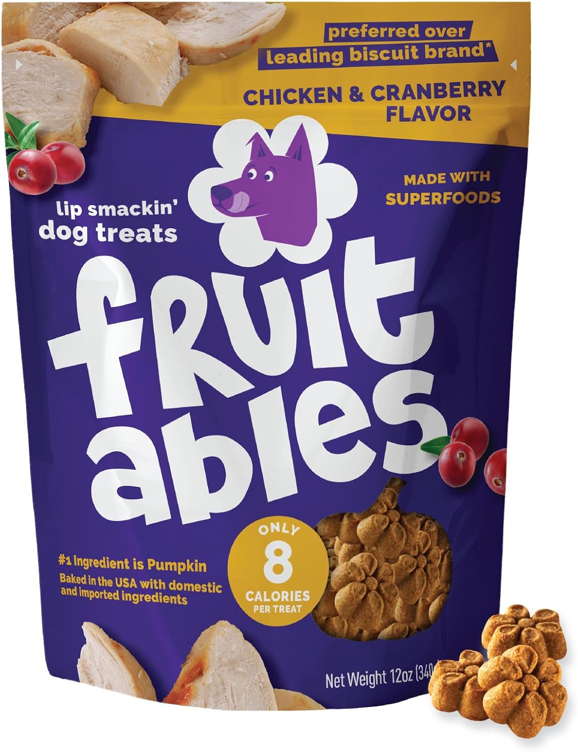 Fruitables Baked Dog Treats, Low Calorie Treats, Pumpkin & Banana, 7oz | Healthy Dog Treats, Training Treats, Crunchy Dog Biscuits, Limited Ingredient Recipe, Healthy Puppy Snacks, Made in USA