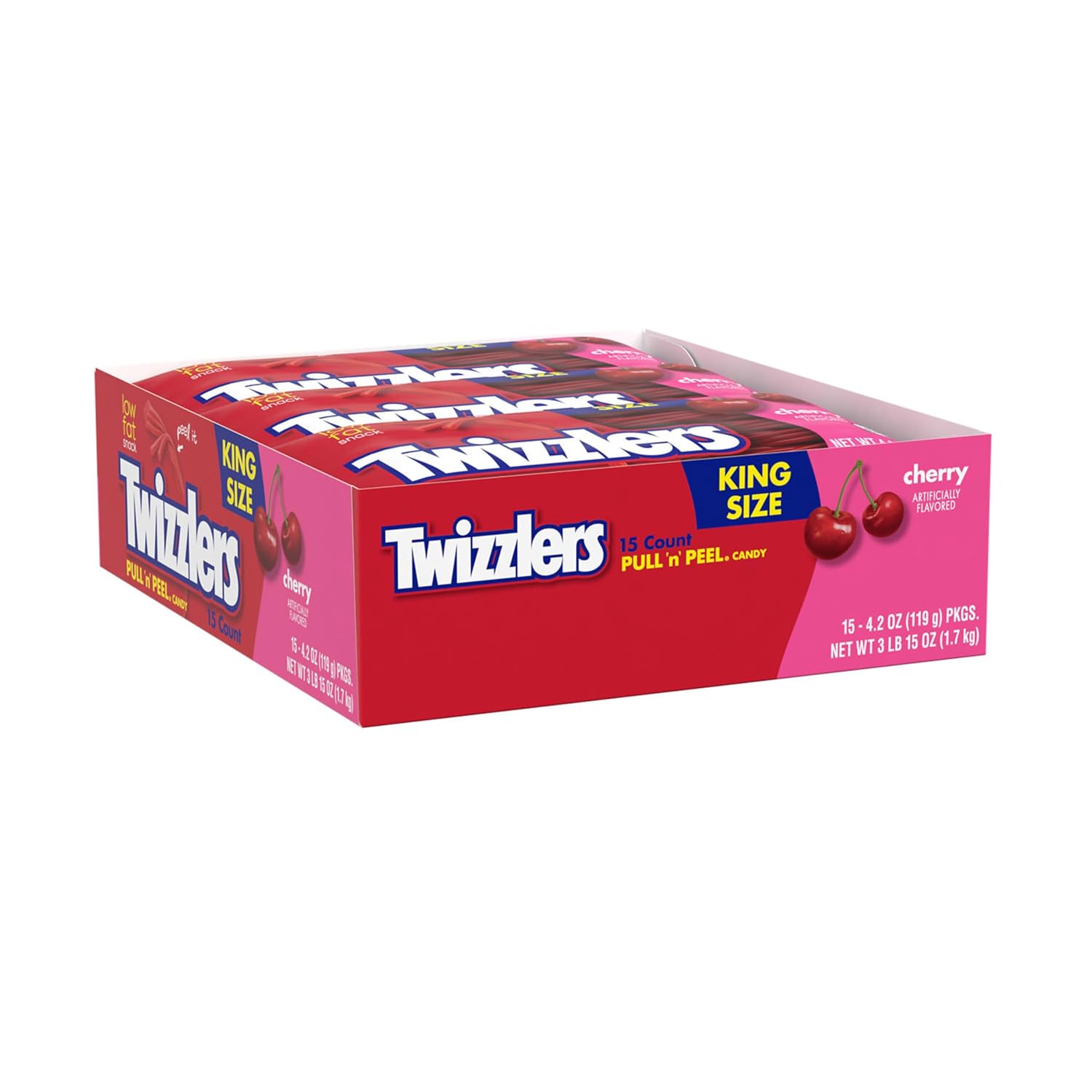 Twizzlers, Pull 'N' Peel Cherry Flavored Licorice Style, Chewy Candy Bag, 14 Ounce