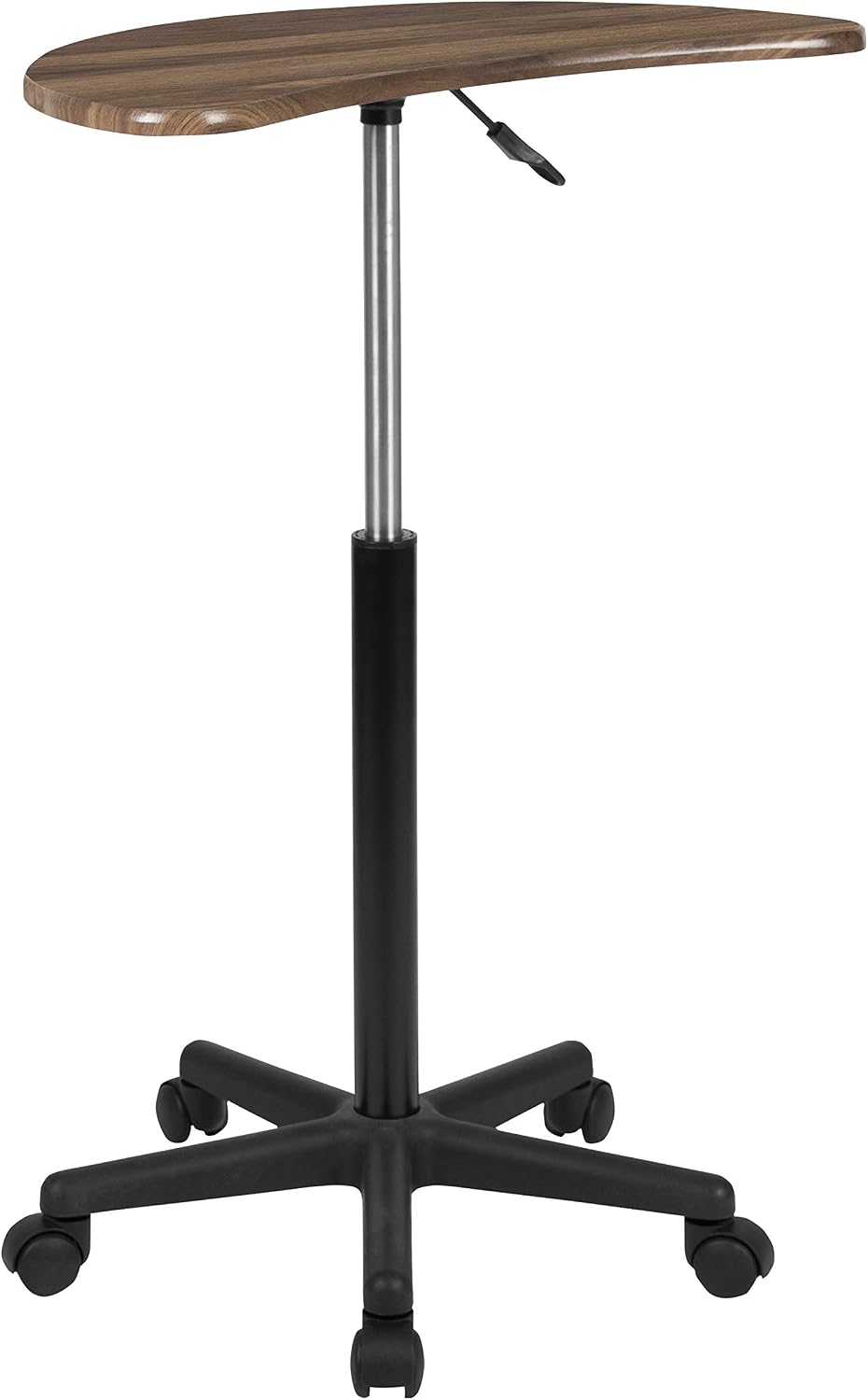 Flash Furniture Eve Sit to Stand Mobile Laptop Desk/Speaker's Lectern with Wheels, Modern Height-Adjustable Portable Standing Computer Desk, Black | Heavy Duty Nylon Base, Dual Wheel Casters
