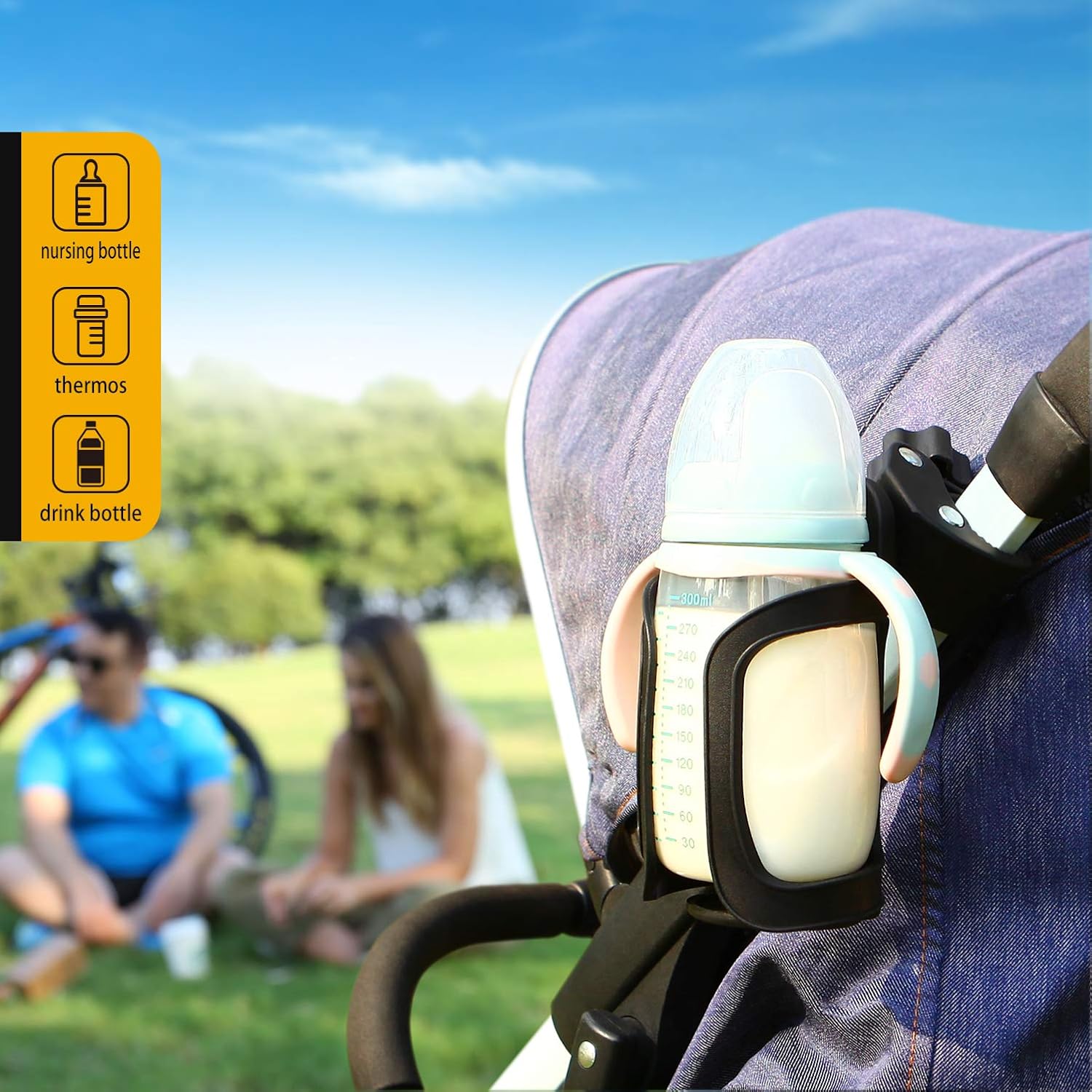Pack of 2 Stroller Cup Holders, Universal Drinks Holder for Bikes, Trolleys or Walkers