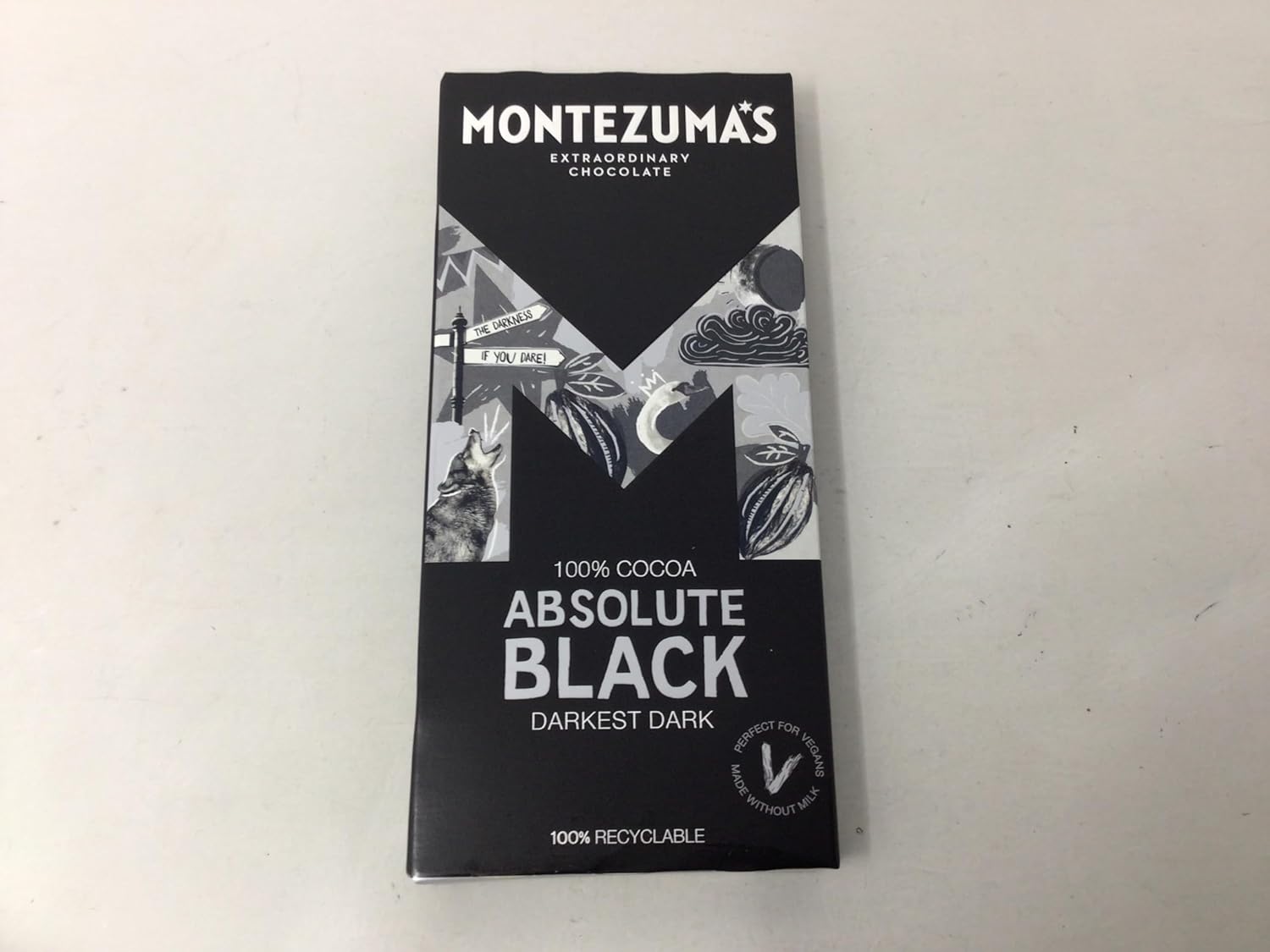 Montezuma Dark Chocolate Absolute Black 100% Cocoa 90g (Pack of 9)