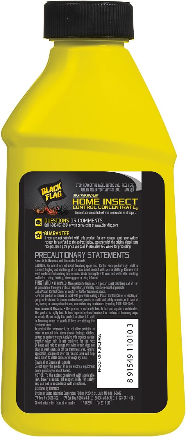 Black Flag Extreme Home Insect Control Concentrate, 16 Ounce, for Indoor and Outdoor Use, Makes 2 Gallons