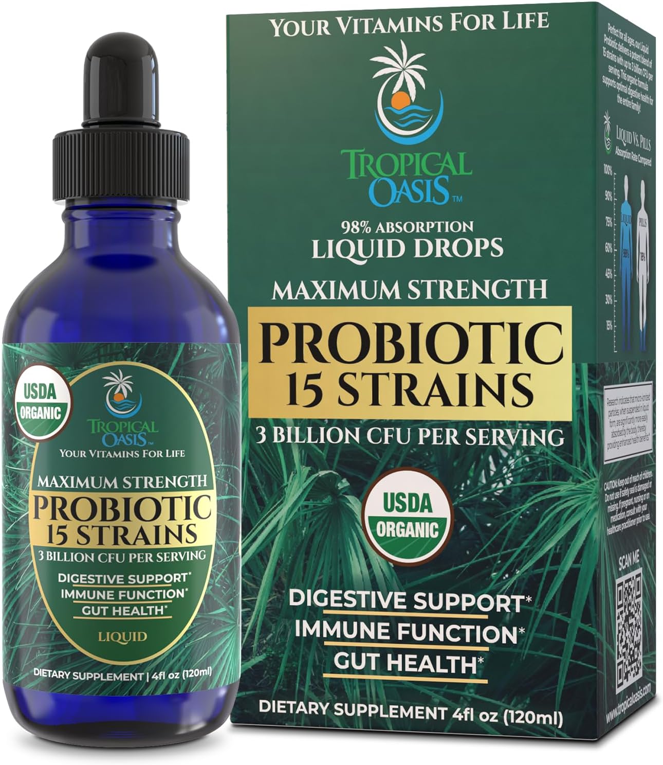 Tropical Oasis - Premium Ionized Plant Based Trace Minerals Liquid Formula- 74 essential minerals in liquid form for up to 96% Absorption - 16 oz, 32 servings
