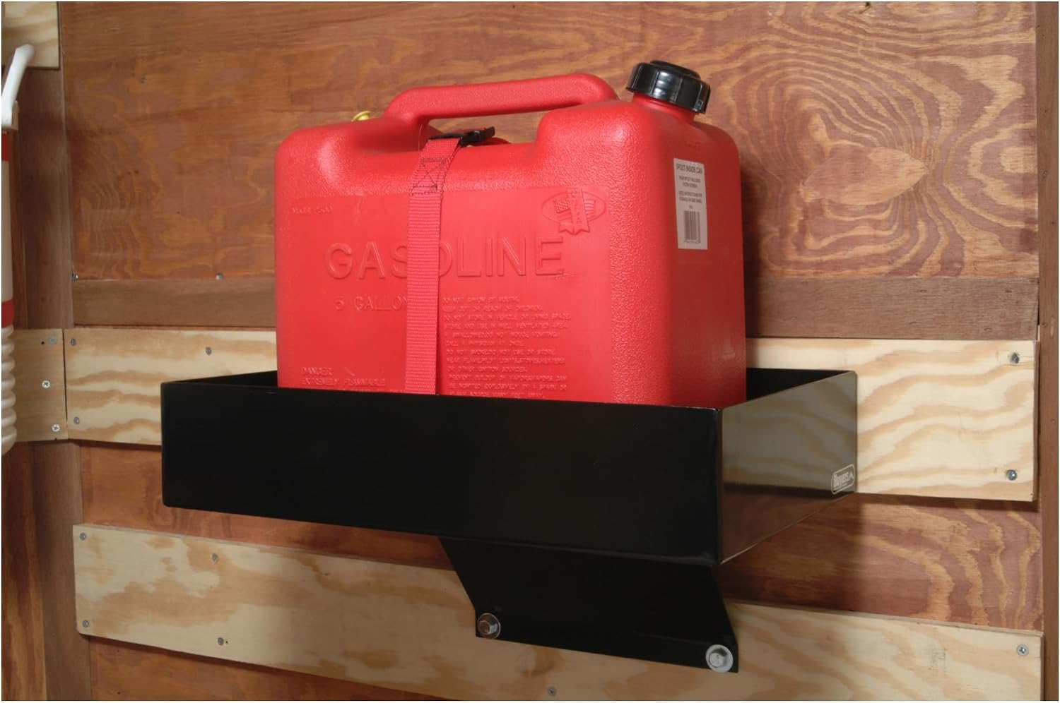 Buyers Products LT30 Gas Container Rack for Open or Enclosed Landscape Trailers, Bolt-On Carbon Steel Fuel Can Holder with Nylon Strap