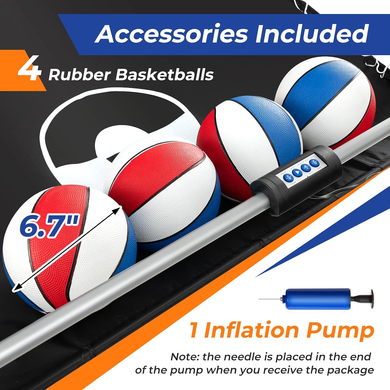 GYMAX Arcade Basketball Game Indoor Foldable with 8 Game Modes, Arcade Sound, 4 Balls and Inflation Pump, Electronic Basketball Games for All Ages Home