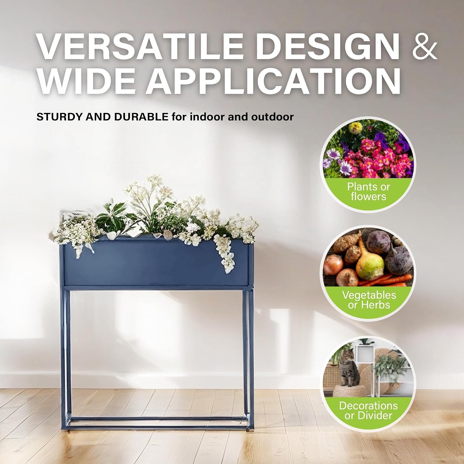 Cocoyard Metal Elevated Planter Box - 28" Raised Garden Bed with Legs for Indoor and Outdoor - Tall Rectangle Planter with Felt Liner