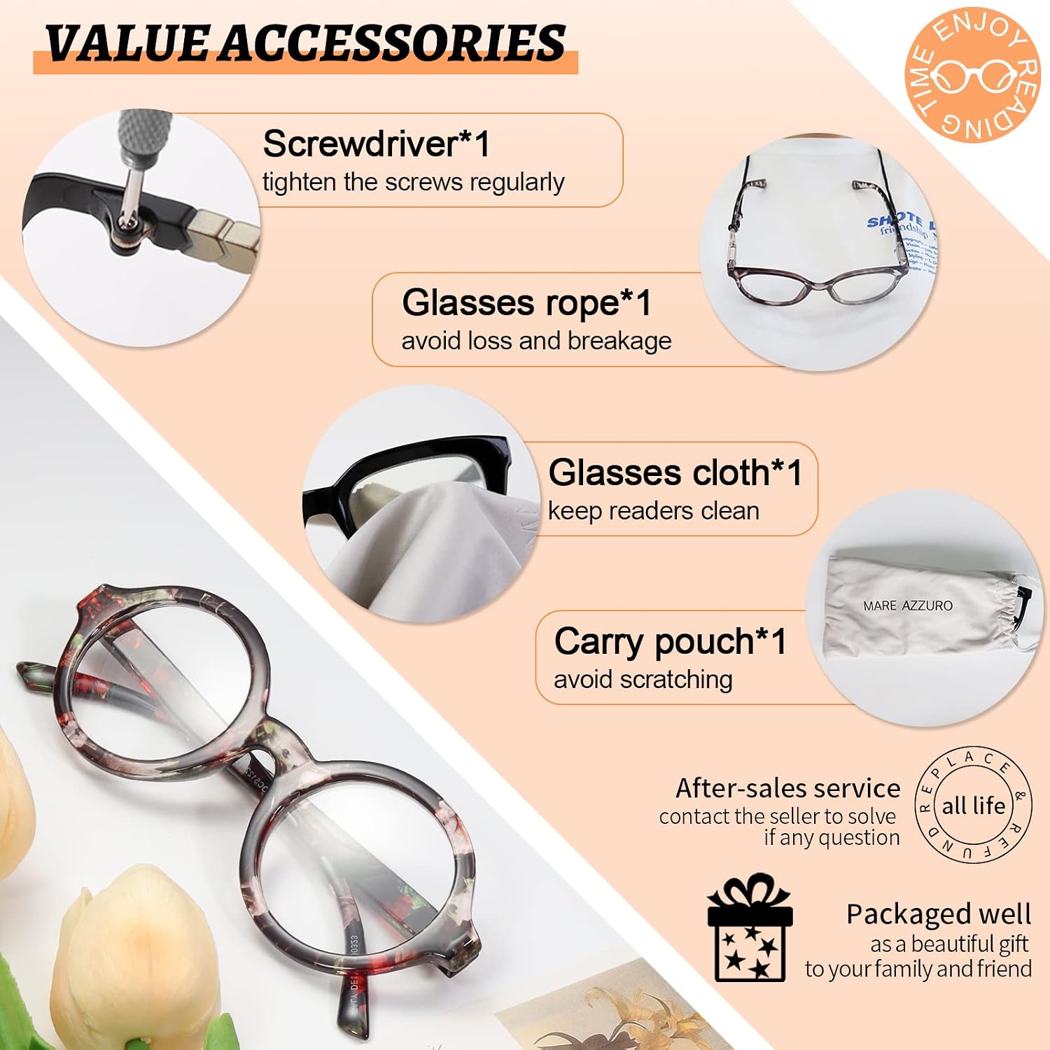 MARE AZZURO Round Reading Glasses 2.5 Women Stylish Readers 0 1.00 1.25 1.50 1.75 2.00 2.25 2.50 2.75 3.00 3.50 4.00 5.00 6.00 (Black 250)