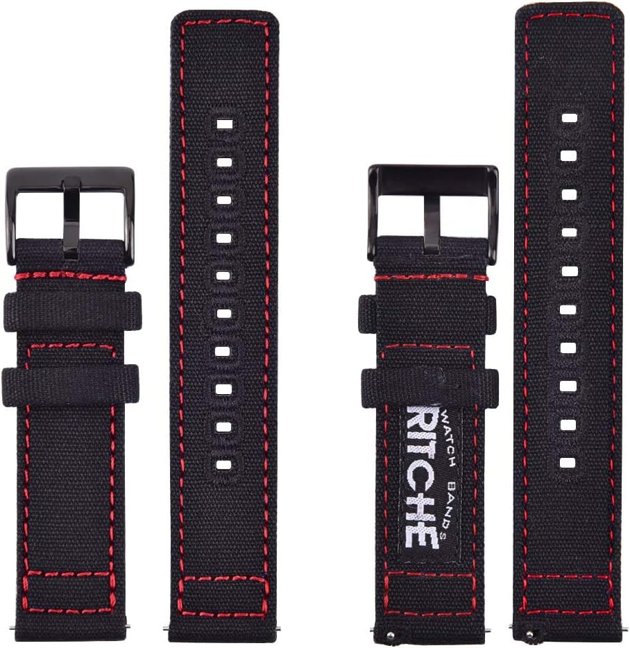 Ritche Christmas Gift Canvas Vintage Quick Release Watch Band 18mm 20mm 22mm 24mm Replacement Watch Straps for Men Women, White Elephant Gifts, Stocking Stuffers for Men, Father's Day gifts