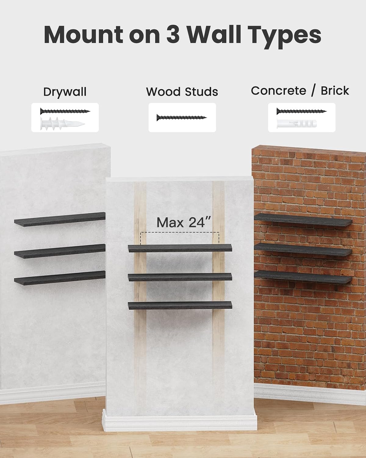 AMADA HOMEFURNISHING Floating Shelves, Wall Shelves for Bathroom/Living Room/Bedroom/Kitchen Decor
