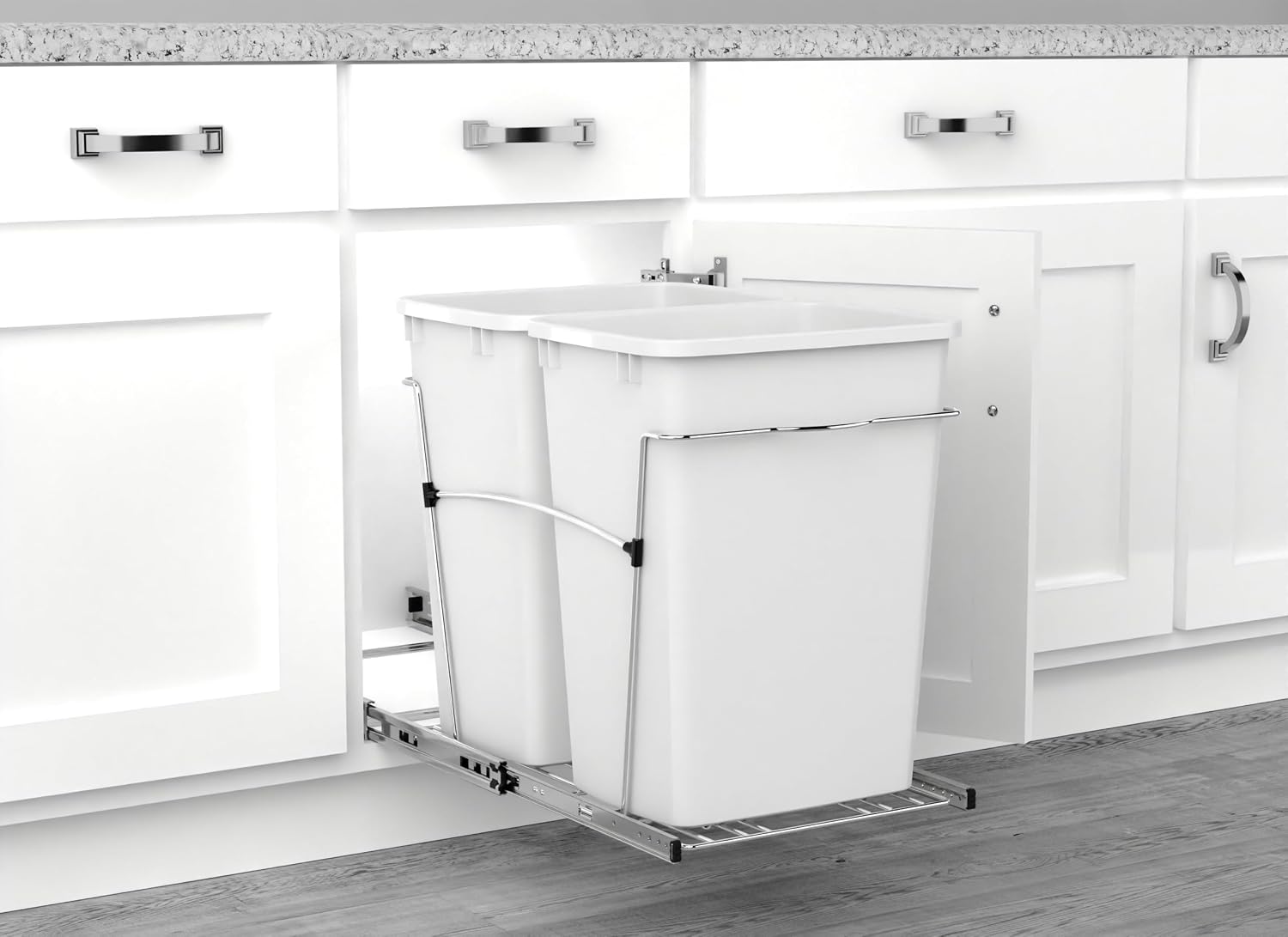 Rev-A-Shelf Double Pullout Garbage Trash Cans for Kitchen Cabinets, 35 Qt