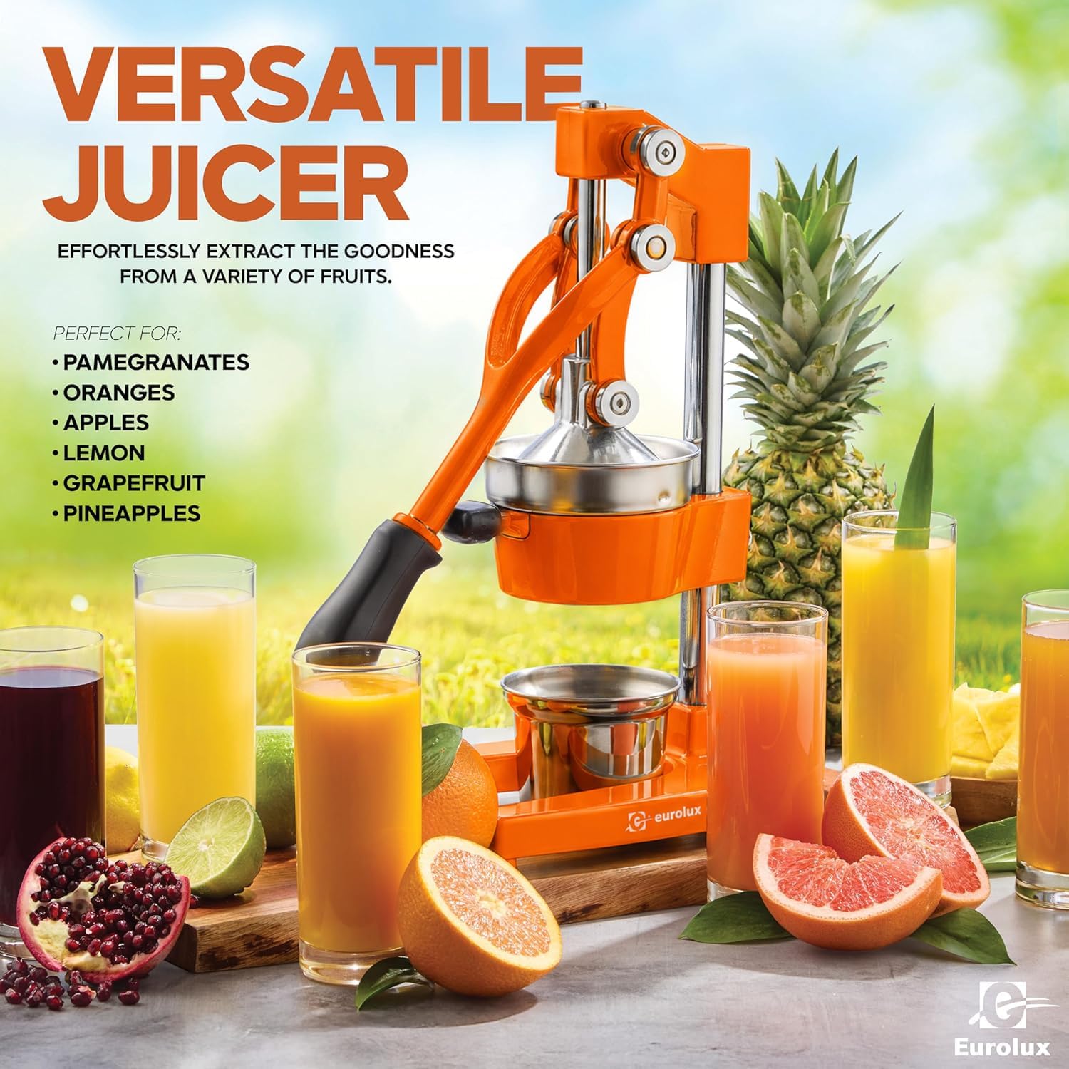 Eurolux Ultra-Premium Cast Iron Juicer | Extra-Large, Heavy Duty, Commercial Grade